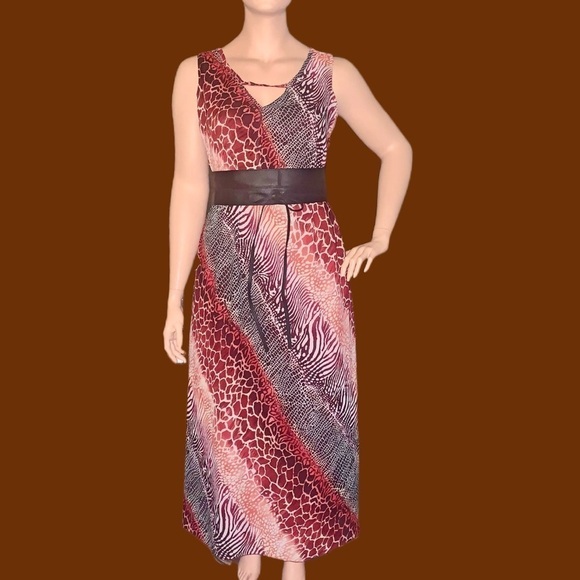 Igigi Nichol Maxi Dress Plus Size 14 Animal Print V-Neck Sleeveless Bra-Friendly - Picture 3 of 15